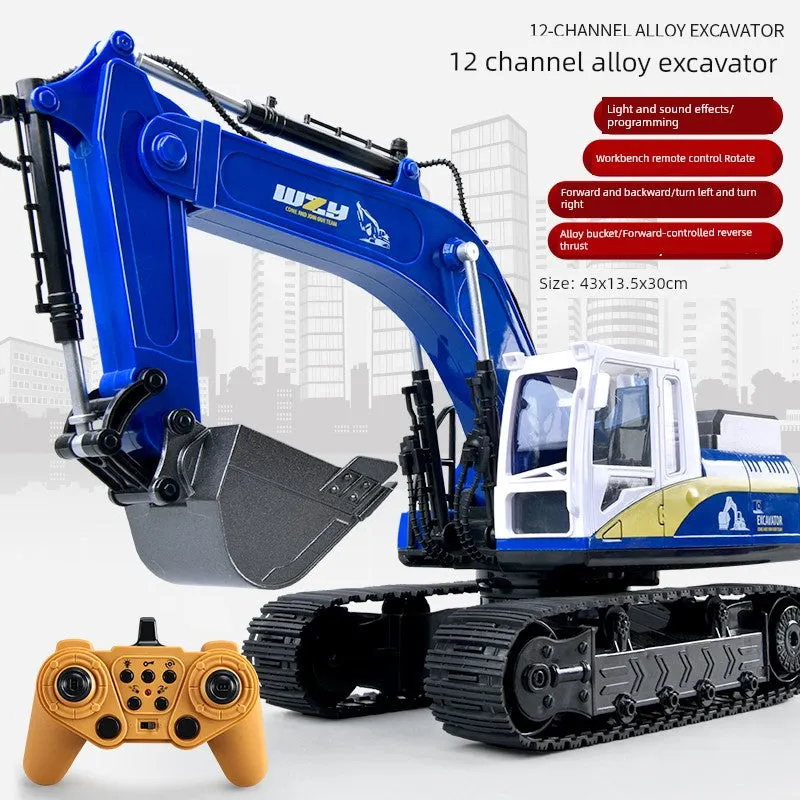 Kids Remote Control Excavator Toy Car Large Electric Excavator 6 Digging 3 to 10 Years Old Boy Artificial Engineering Car