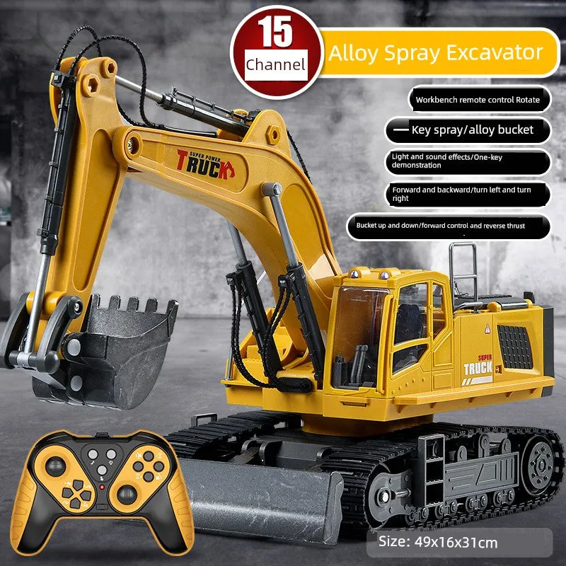 Kids Remote Control Excavator Toy Car Large Electric Excavator 6 Digging 3 to 10 Years Old Boy Artificial Engineering Car