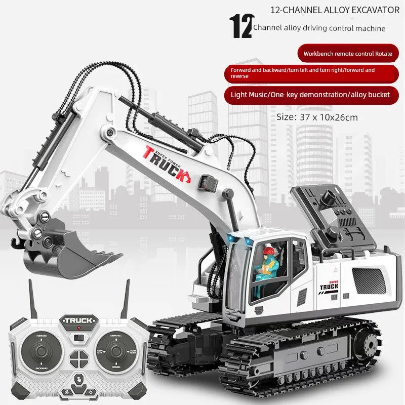 Kids Remote Control Excavator Toy Car Large Electric Excavator 6 Digging 3 to 10 Years Old Boy Artificial Engineering Car