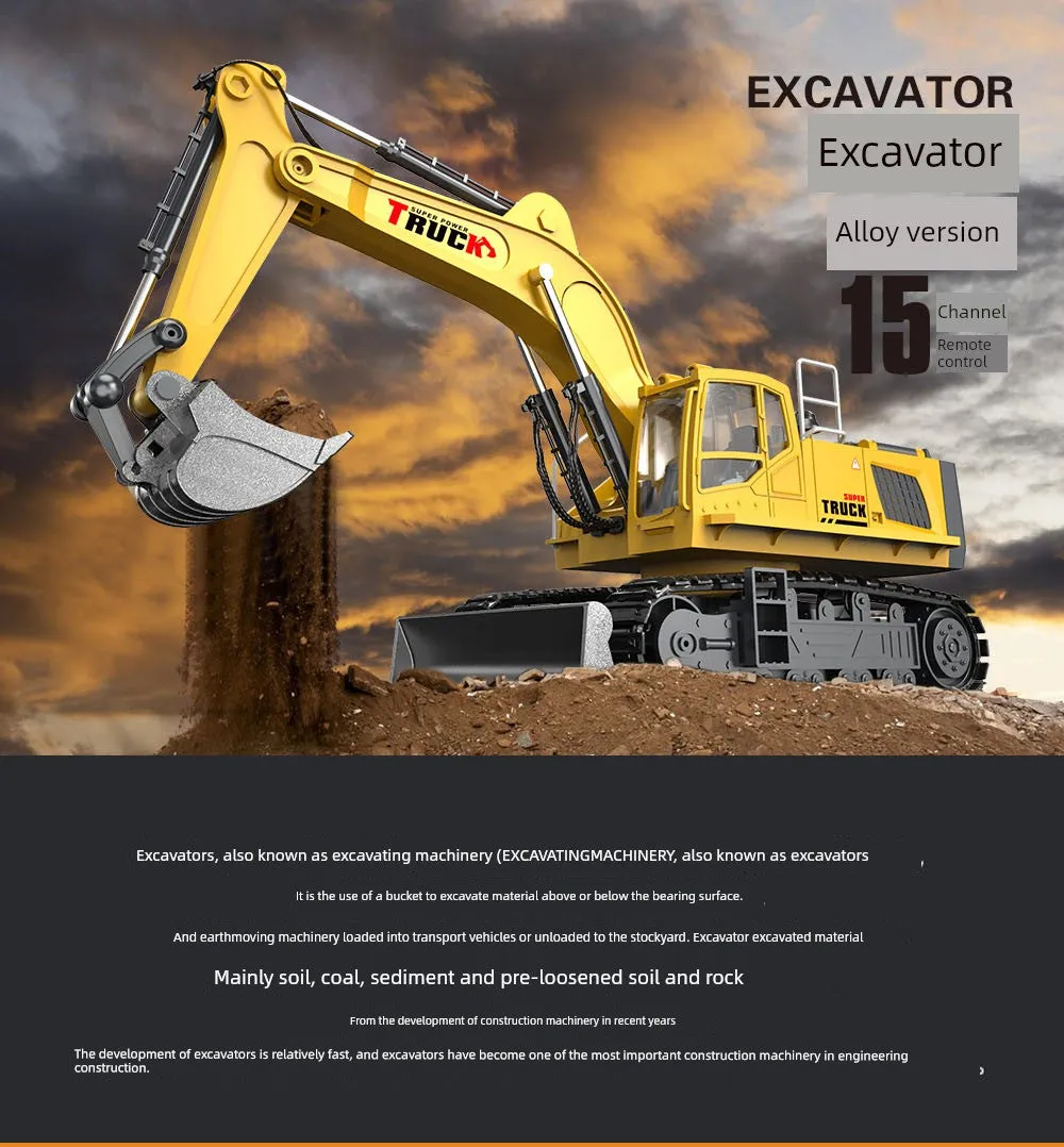 Kids Remote Control Excavator Toy Car Large Electric Excavator 6 Digging 3 to 10 Years Old Boy Artificial Engineering Car