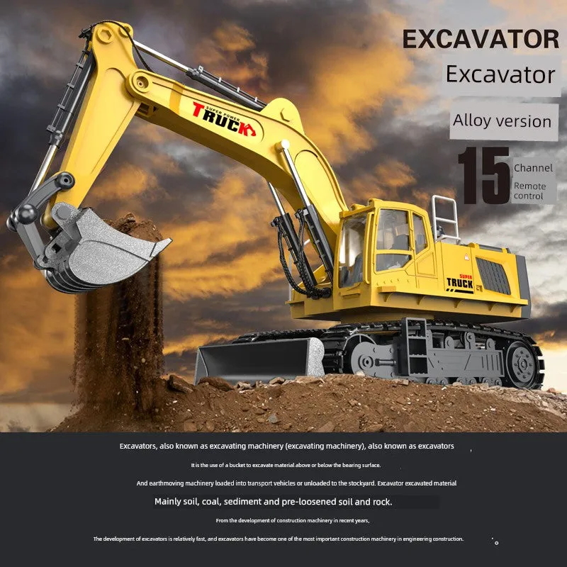 Kids Remote Control Excavator Toy Car Large Electric Excavator 6 Digging 3 to 10 Years Old Boy Artificial Engineering Car