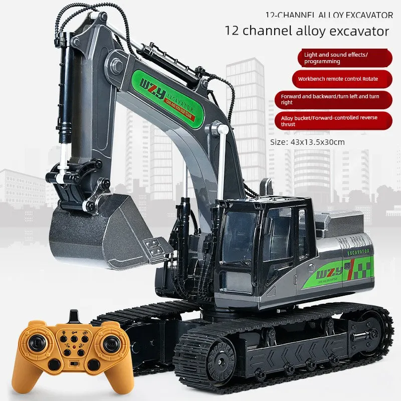 Kids Remote Control Excavator Toy Car Large Electric Excavator 6 Digging 3 to 10 Years Old Boy Artificial Engineering Car