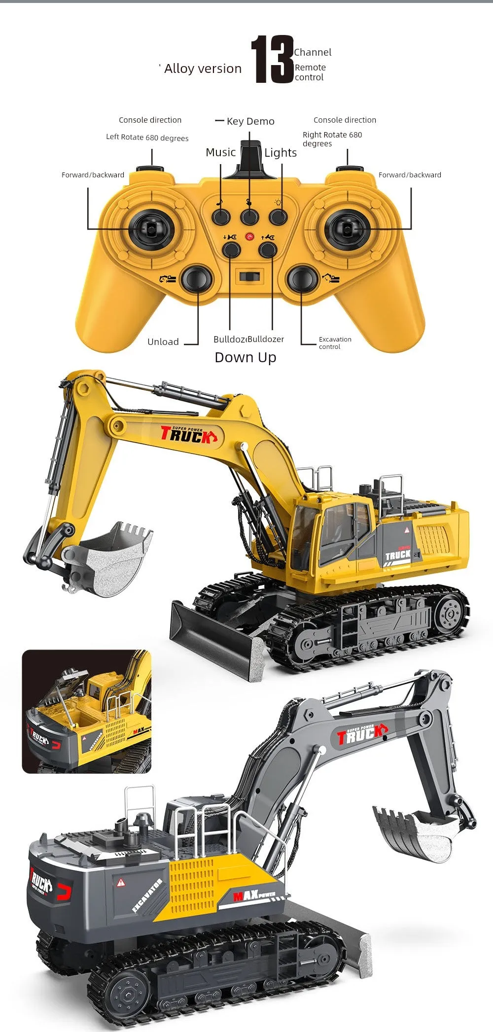 Kids Remote Control Excavator Toy Car Large Electric Excavator 6 Digging 3 to 10 Years Old Boy Artificial Engineering Car