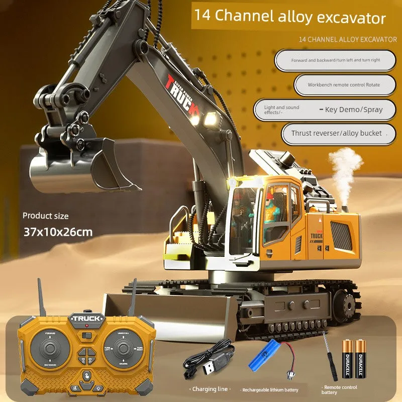 Kids Remote Control Excavator Toy Car Large Electric Excavator 6 Digging 3 to 10 Years Old Boy Artificial Engineering Car