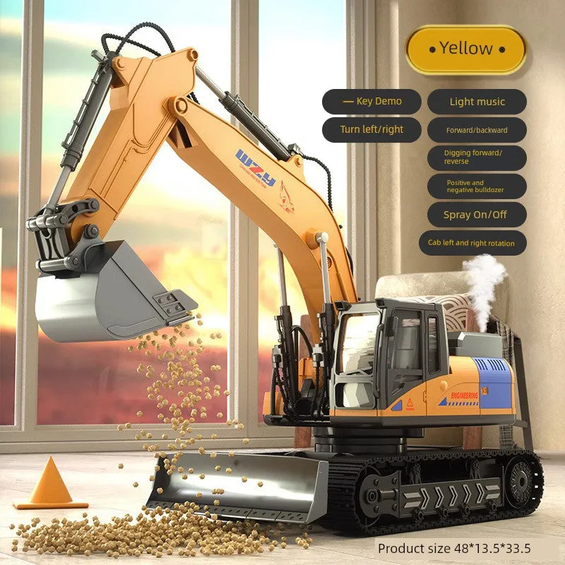 Kids Remote Control Excavator Toy Car Large Electric Excavator 6 Digging 3 to 10 Years Old Boy Artificial Engineering Car