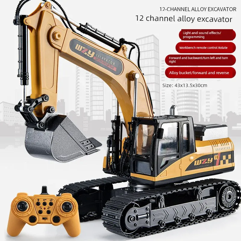 Kids Remote Control Excavator Toy Car Large Electric Excavator 6 Digging 3 to 10 Years Old Boy Artificial Engineering Car