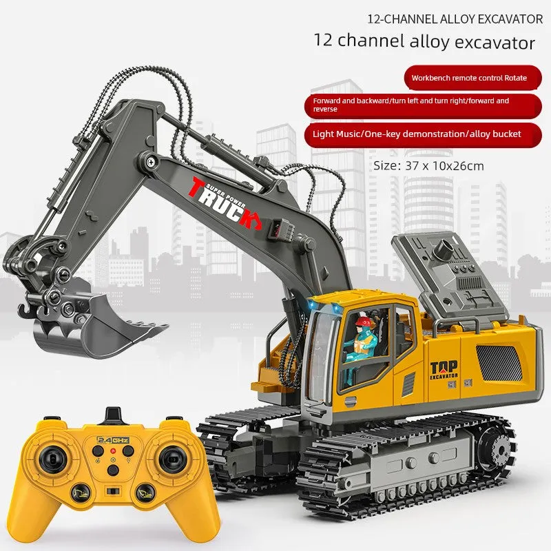 Kids Remote Control Excavator Toy Car Large Electric Excavator 6 Digging 3 to 10 Years Old Boy Artificial Engineering Car