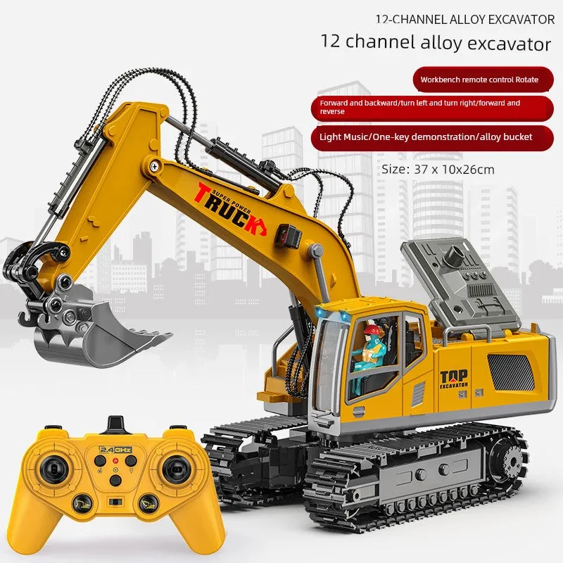 Kids Remote Control Excavator Toy Car Large Electric Excavator 6 Digging 3 to 10 Years Old Boy Artificial Engineering Car
