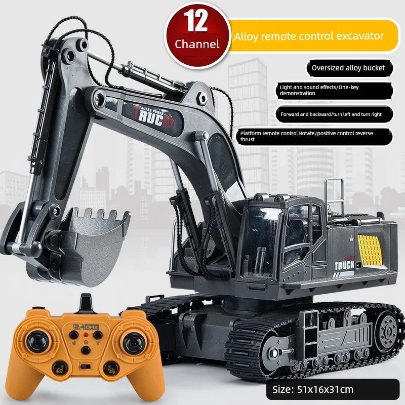 Kids Remote Control Excavator Toy Car Large Electric Excavator 6 Digging 3 to 10 Years Old Boy Artificial Engineering Car