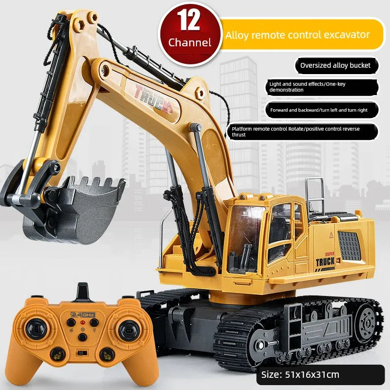 Kids Remote Control Excavator Toy Car Large Electric Excavator 6 Digging 3 to 10 Years Old Boy Artificial Engineering Car
