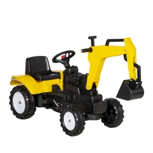 Kids Ride on Excavator, Pedal Excavator Ride on Toy, Pretend Play Ride on Tractor for Kids & Toddlers, Yellow