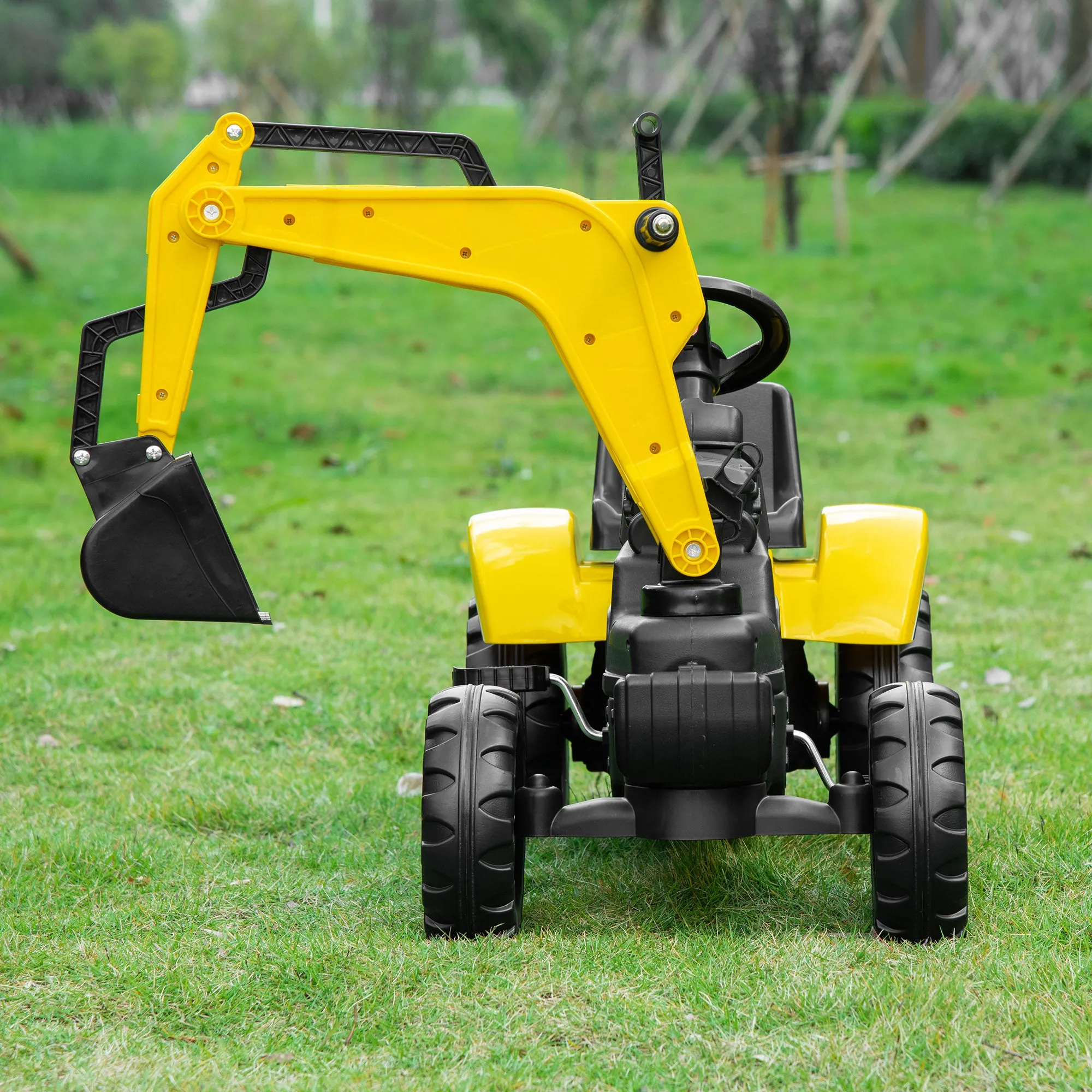 Kids Ride on Excavator, Pedal Excavator Ride on Toy, Pretend Play Ride on Tractor for Kids & Toddlers, Yellow