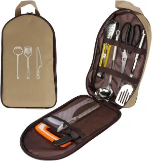 Kit Camp Cooking Utensils for Outdoor Camping EVTSCAN Camp Kitchen Cooking Utensil client cushion conceal Set - Stainless Steel Portable Multifunctional Kitchen Cookware 