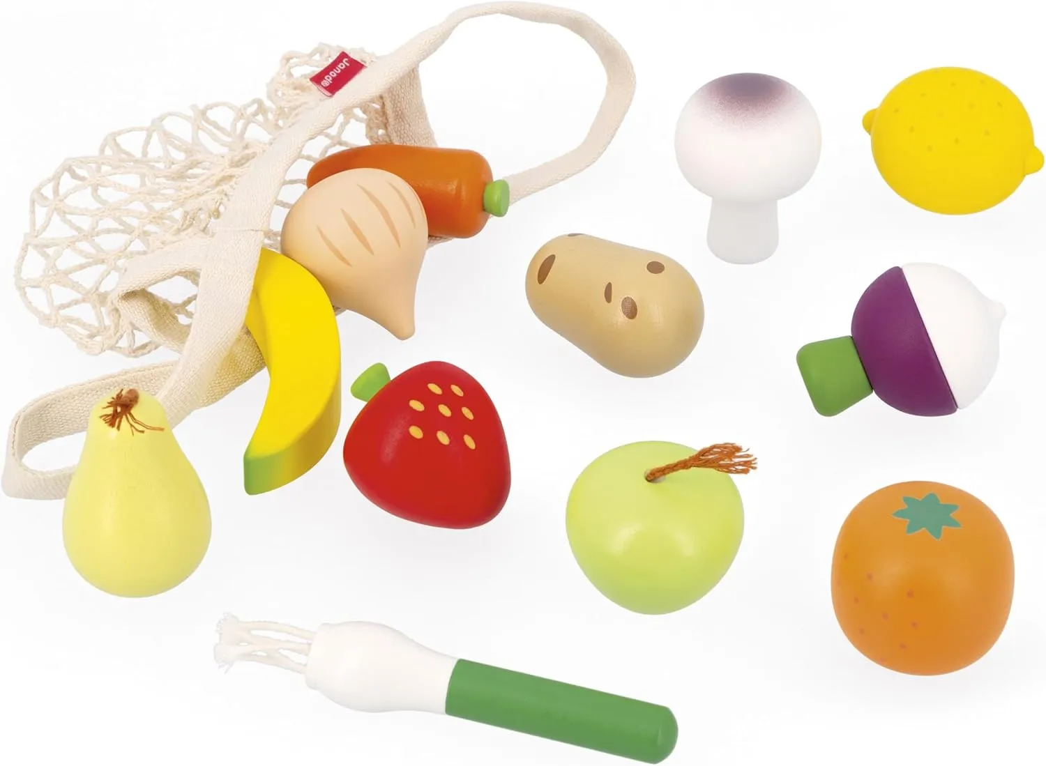 Kitchen and Play Kitchen - from 3 Years Old$ glitter railhead homesick want J06639 Janod - Net of 12 Fruits and Vegetables - Canvas Bag - Imitation Shopping Basket Toy - Ideal Complement to Children's 