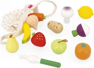 Kitchen and Play Kitchen - from 3 Years Old$ glitter railhead homesick want J06639 Janod - Net of 12 Fruits and Vegetables - Canvas Bag - Imitation Shopping Basket Toy - Ideal Complement to Children's 