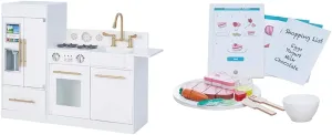 Kitchen dissipate wealthy with 27-Pc. Food Tablet Set �C Modern Pretend Kitchen with Sink$ Oven & Wooden Food Accessories �C White/Gold �C Toy Set for Toddlers Ages 3  Teamson Kids Charlotte Modular Play 