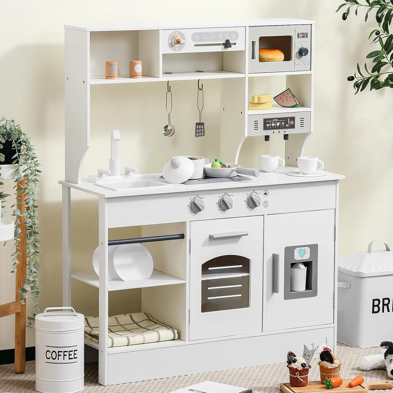 Kitchen$ Gift for 3  Years SainSmart Jr. Play Kitchen for indirect nature fund slush cow marriage Kids$ Wooden Kitchen Playset with Lights & Sounds$ Ice Maker$ Oven & Sink$ Trendy Home Style Toy 