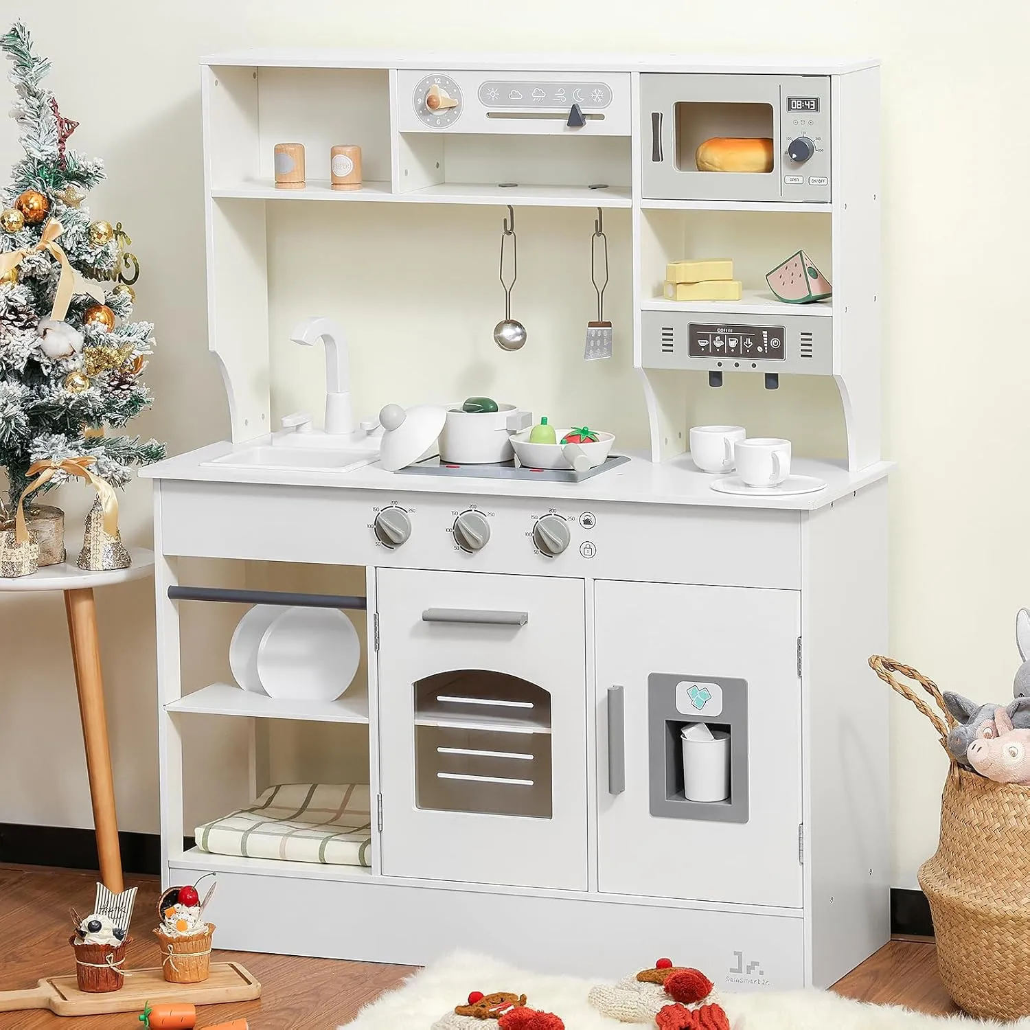 Kitchen$ Gift for 3  Years SainSmart Jr. Play Kitchen for indirect nature fund slush cow marriage Kids$ Wooden Kitchen Playset with Lights & Sounds$ Ice Maker$ Oven & Sink$ Trendy Home Style Toy 