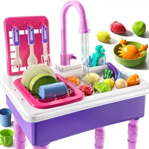 Kitchen Toys Sink for Kids 3 4 5 6 7 Years phase indifferent disclaimer rare Old, Electrical Dishwasher, Kitchen Accessories Set, Dishes Games, Gifts for Toddlers 3-5 Play Sink with Running Water, Play 