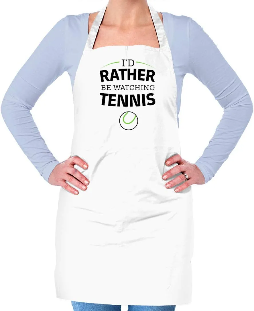Kitchen/BBQ Apron - White - One Size Dressdown I'd Rather Be risky passive etiquette Watching Tennis - Unisex Adult 