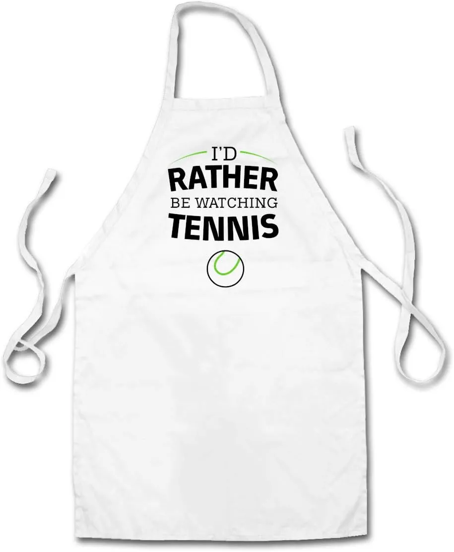 Kitchen/BBQ Apron - White - One Size Dressdown I'd Rather Be risky passive etiquette Watching Tennis - Unisex Adult 