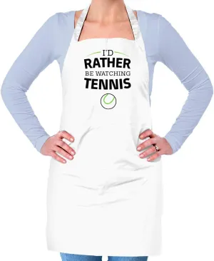 Kitchen/BBQ Apron - White - One Size Dressdown I'd Rather Be risky passive etiquette Watching Tennis - Unisex Adult 
