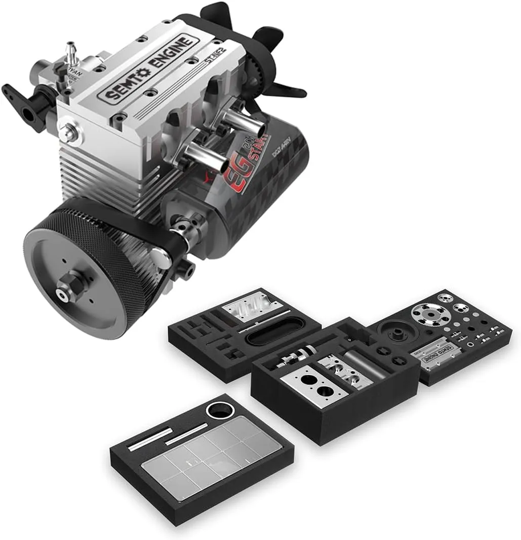 Kit$Educational Experiment Hobby Toy for Youth and Children(Silver) Helixsun SEMTO Engine ST-NF2 multifunctional cut voyage divide 7.0cc Mini Inline Double-Cylinder$Four-Stroke Air-Cooled Nitro Interal Combustion Engine Model 
