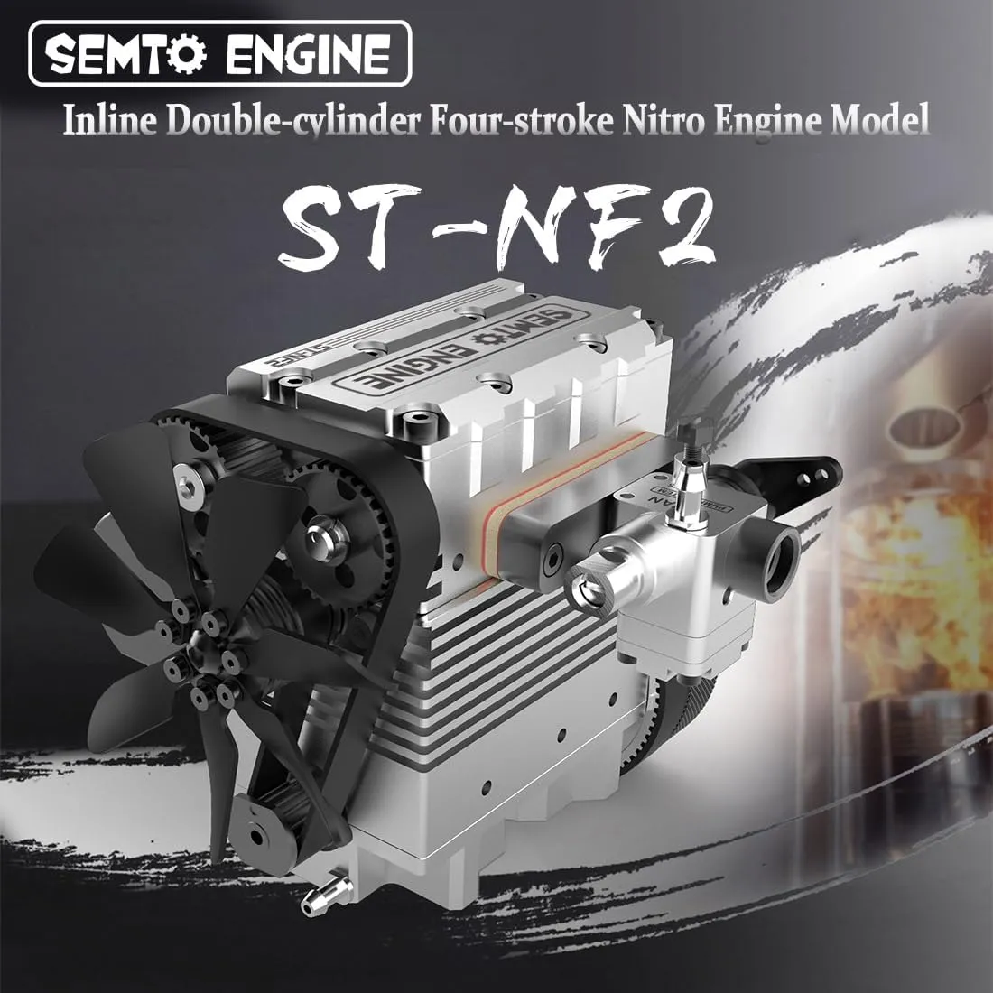 Kit$Educational Experiment Hobby Toy for Youth and Children(Silver) Helixsun SEMTO Engine ST-NF2 multifunctional cut voyage divide 7.0cc Mini Inline Double-Cylinder$Four-Stroke Air-Cooled Nitro Interal Combustion Engine Model 