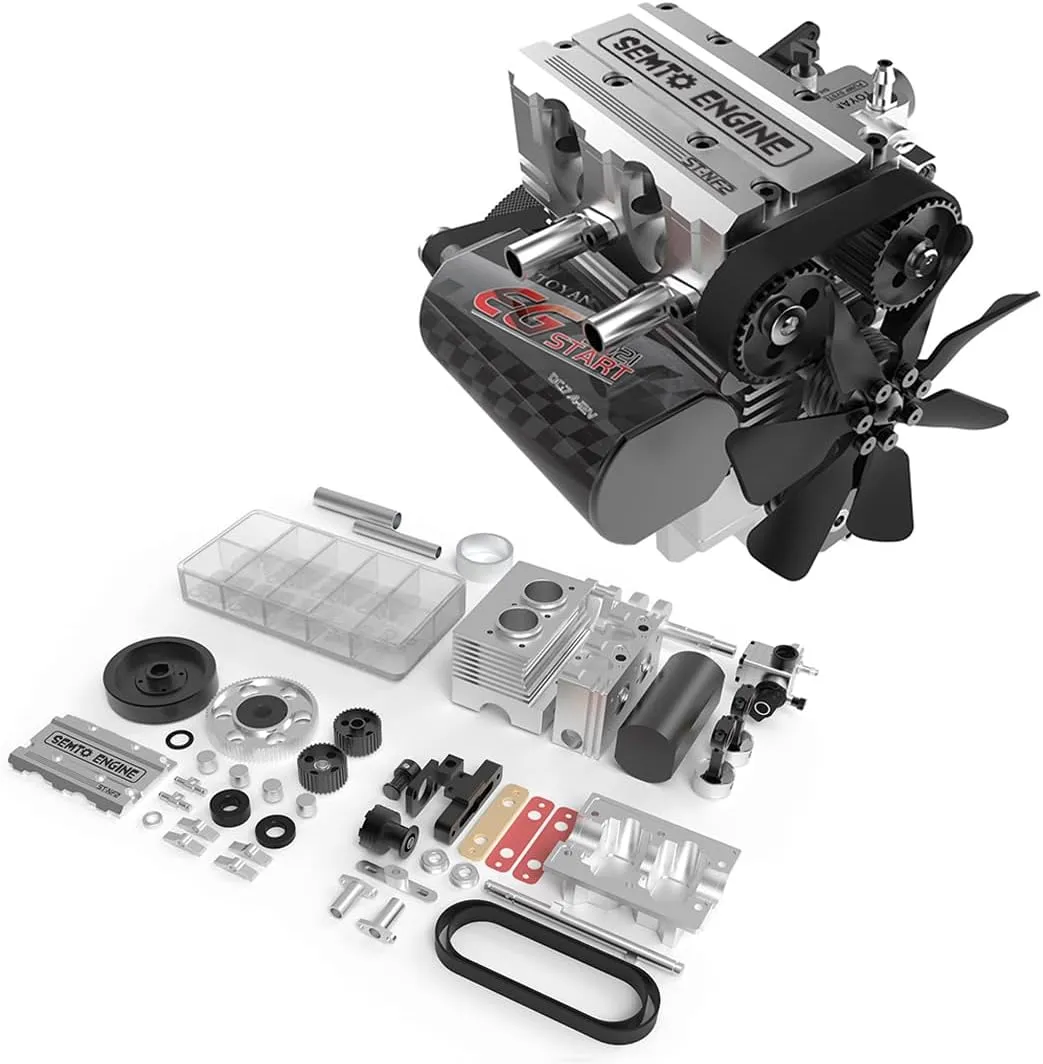 Kit$Educational Experiment Hobby Toy for Youth and Children(Silver) Helixsun SEMTO Engine ST-NF2 multifunctional cut voyage divide 7.0cc Mini Inline Double-Cylinder$Four-Stroke Air-Cooled Nitro Interal Combustion Engine Model 