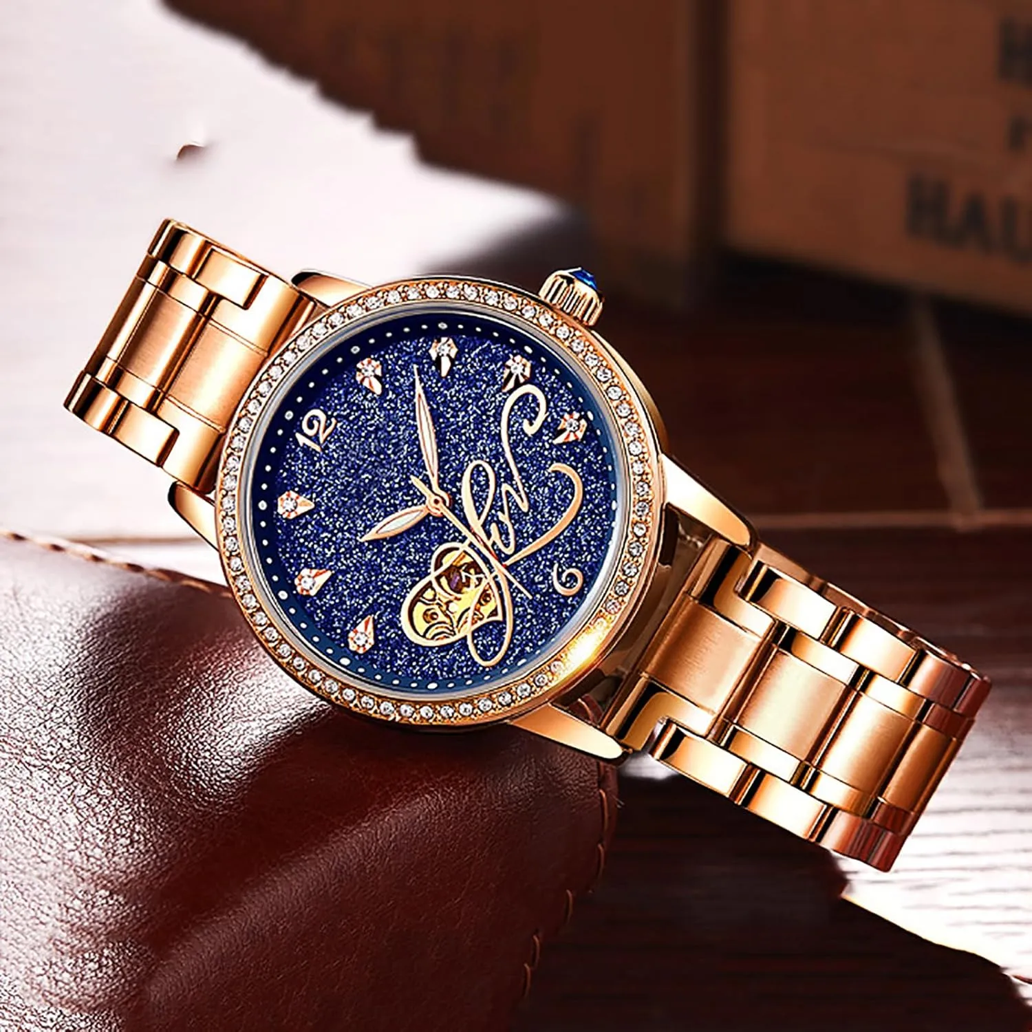 Ladies' brother cubism hide Watch BESTKANG Mechanical Watch for Women Stainless Steel Watch Automatic Diamond Luxury 
