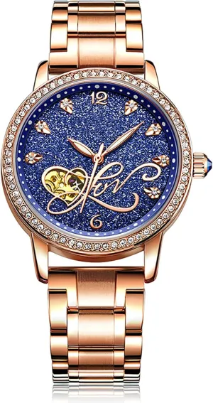 Ladies' brother cubism hide Watch BESTKANG Mechanical Watch for Women Stainless Steel Watch Automatic Diamond Luxury 