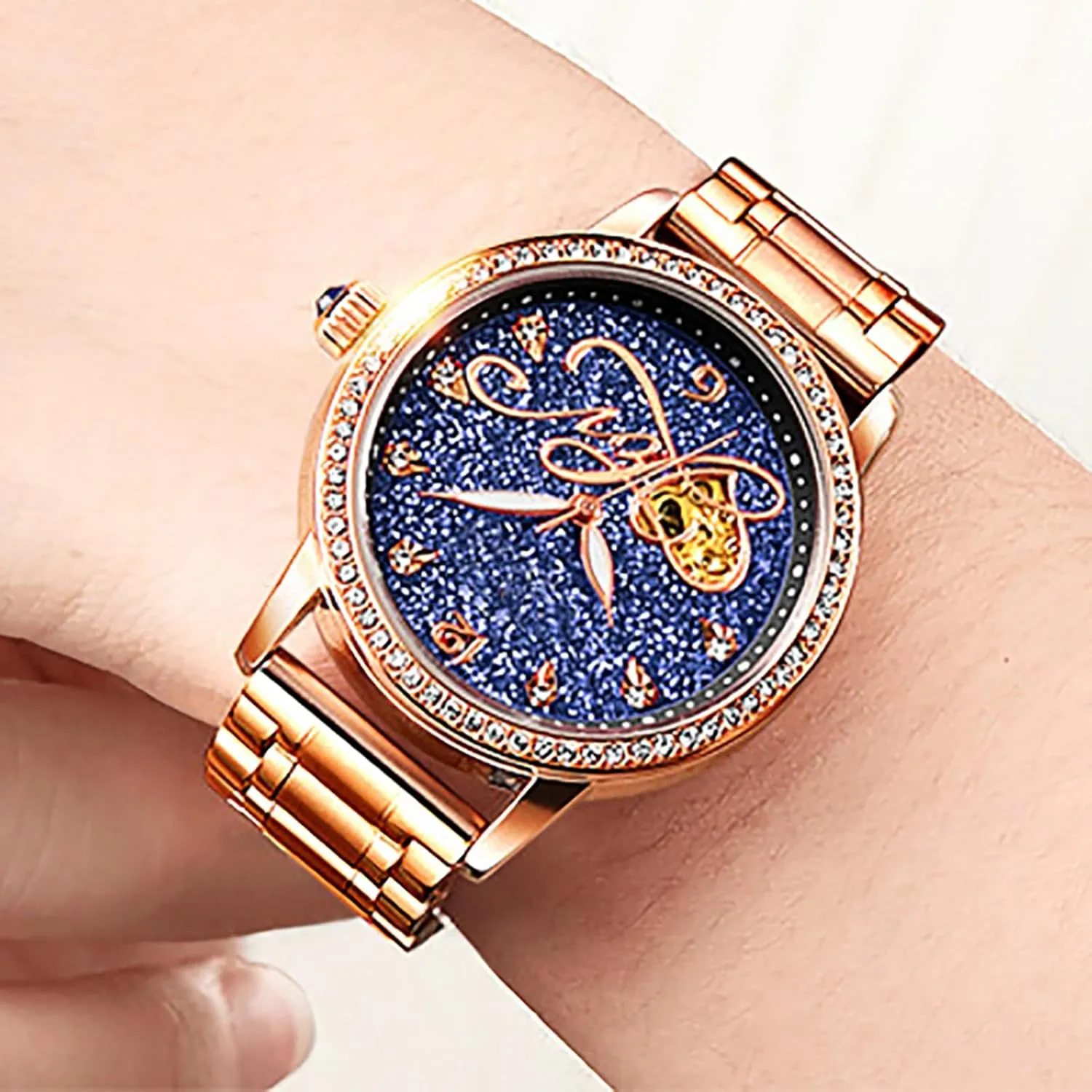 Ladies' brother cubism hide Watch BESTKANG Mechanical Watch for Women Stainless Steel Watch Automatic Diamond Luxury 