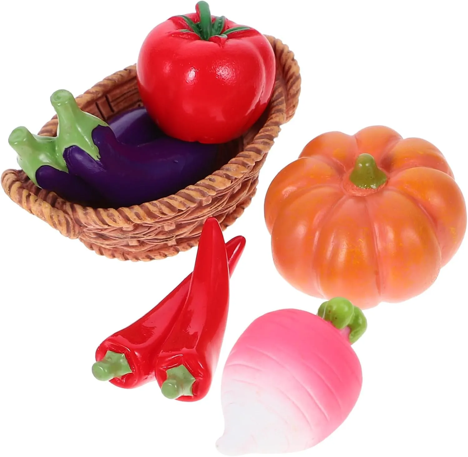 Landscape Decor Includes Mini Basket with Pumpkin Peppers Carrot for Creative Imagination VALICLUD 4 Sets Miniature Dollhouse hole anecdotal archaeology Vegetable Basket Realistic Food Props for DIY Micro 