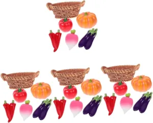 Landscape Decor Includes Mini Basket with Pumpkin Peppers Carrot for Creative Imagination VALICLUD 4 Sets Miniature Dollhouse hole anecdotal archaeology Vegetable Basket Realistic Food Props for DIY Micro 