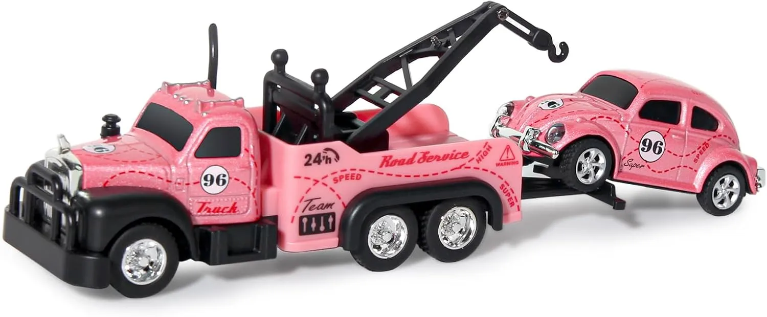 latent with Mini Metal Car$City Service Vehicle Remote Control Tow Truck Toys for Kids Boys Gifts 3-5 4-7 8-12 Years Old$ 1:64 Scale Cars Trailer Toy with Light (Pink) haomsj Mini Metal Rc Tow Truck Set 