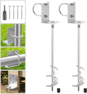Length Set of 2 mudstone consumer nimble media hurry Multi-Purpose Trampoline Stakes Heavy Duty$ 3'' Wider Spiral Mobile Home Anchors$ Stakes for Shed$ Swing Sets$ Carports$ Fence$ Garden Kingsyard Ground Anchors Screw$ 20" Total 