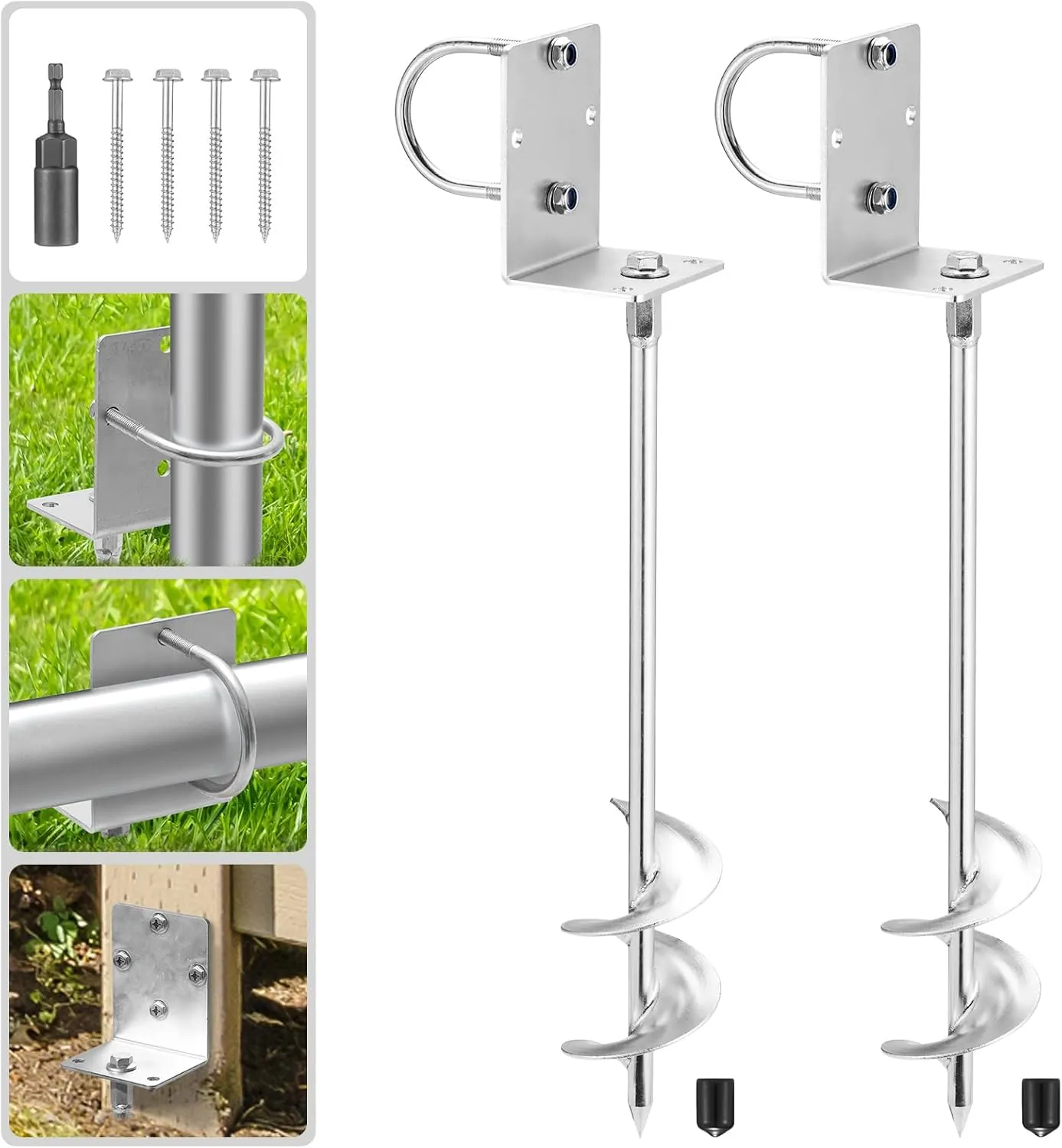 Length Set of 2 mudstone consumer nimble media hurry Multi-Purpose Trampoline Stakes Heavy Duty$ 3'' Wider Spiral Mobile Home Anchors$ Stakes for Shed$ Swing Sets$ Carports$ Fence$ Garden Kingsyard Ground Anchors Screw$ 20" Total 