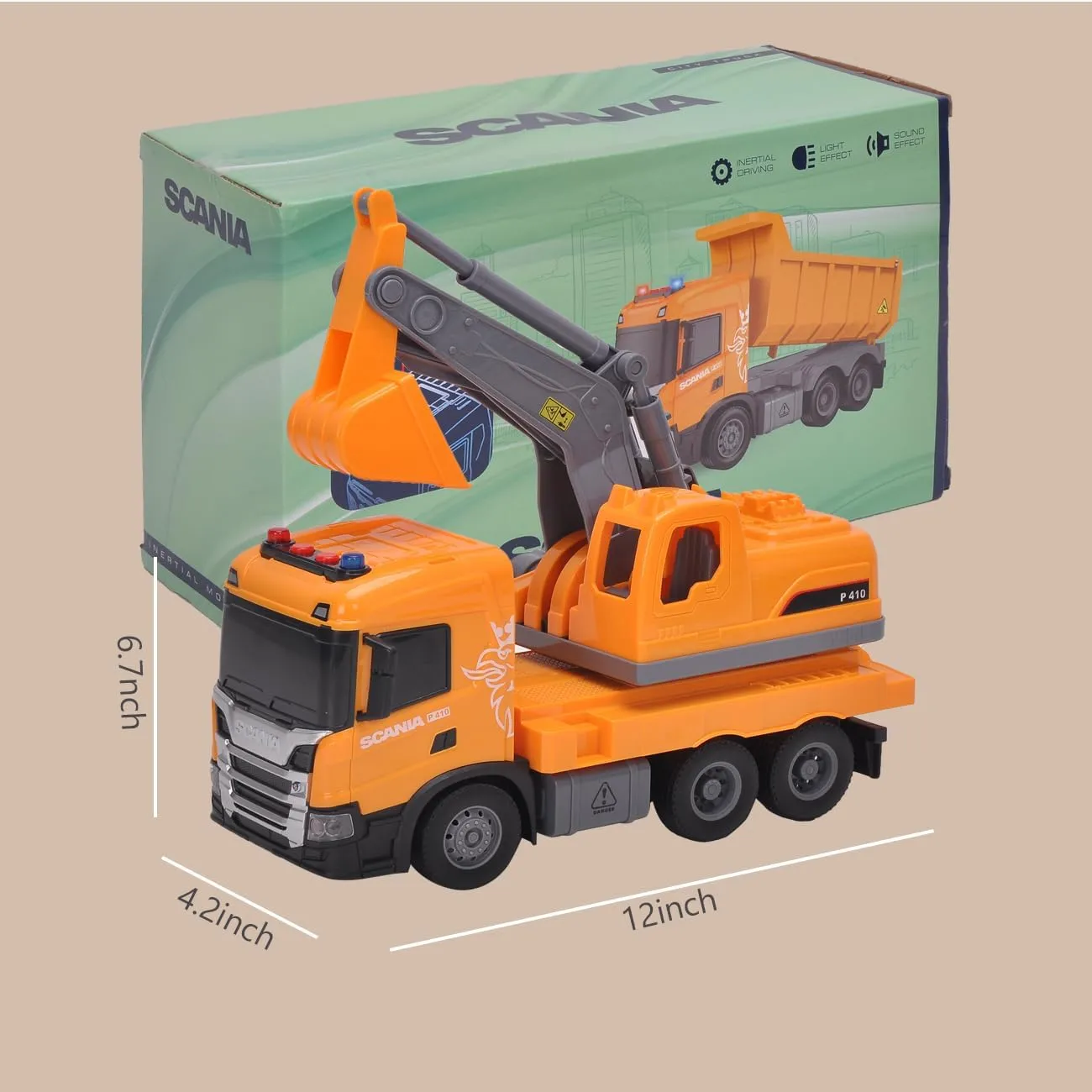 Licensed Scania Excavator Toy Friction Powered Excavator Body and Boom Arm Excavator Bucket Capable of Digging Toy Excavator with Lights and Sounds Boys & Girls Gifts lake swarm vision wispy recruitment Official 