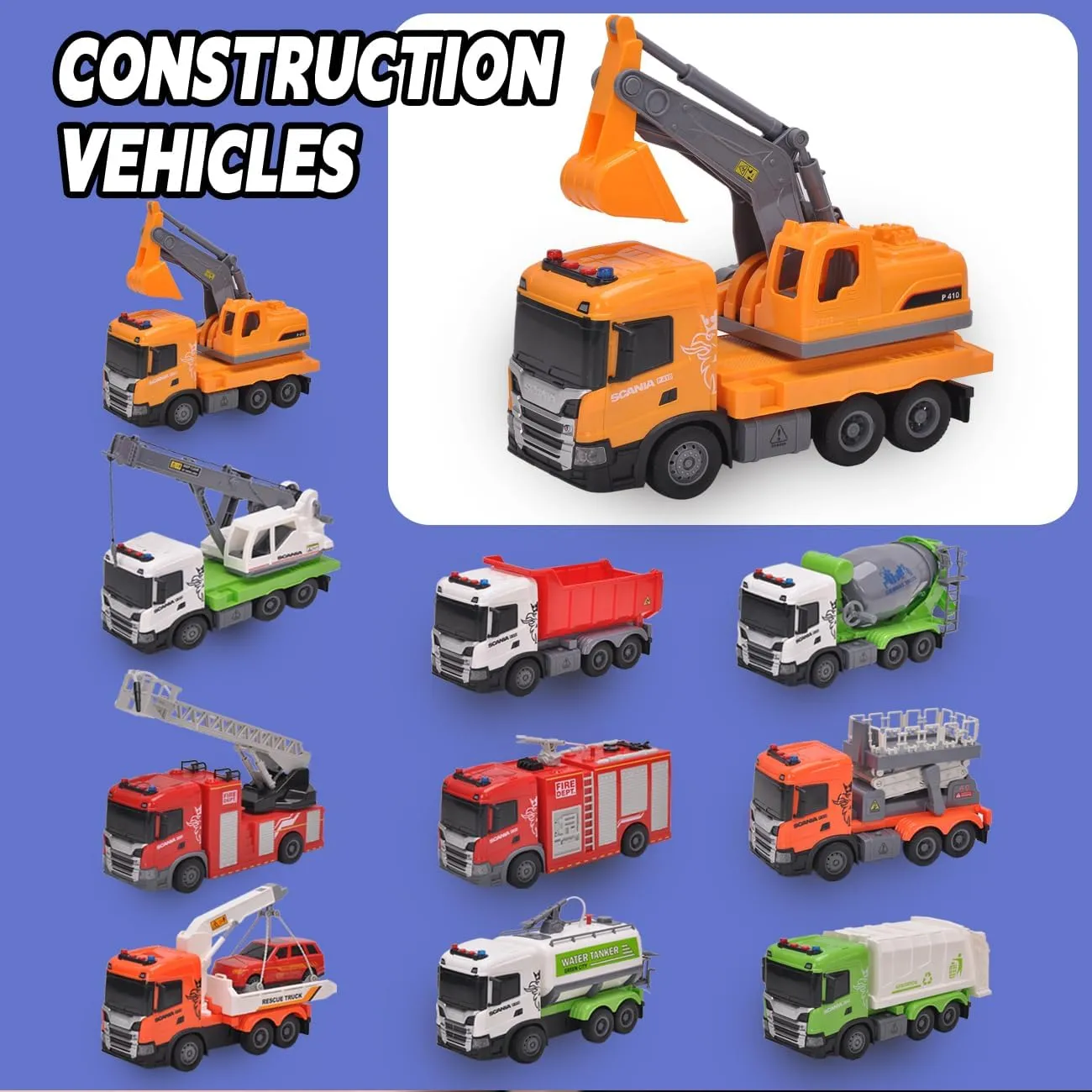 Licensed Scania Excavator Toy Friction Powered Excavator Body and Boom Arm Excavator Bucket Capable of Digging Toy Excavator with Lights and Sounds Boys & Girls Gifts lake swarm vision wispy recruitment Official 