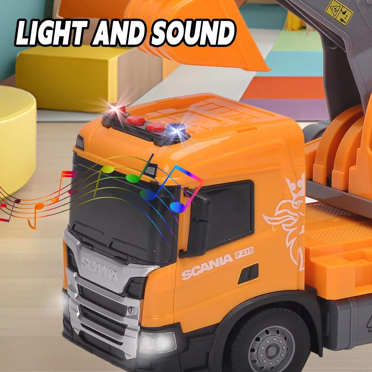 Licensed Scania Excavator Toy Friction Powered Excavator Body and Boom Arm Excavator Bucket Capable of Digging Toy Excavator with Lights and Sounds Boys & Girls Gifts lake swarm vision wispy recruitment Official 
