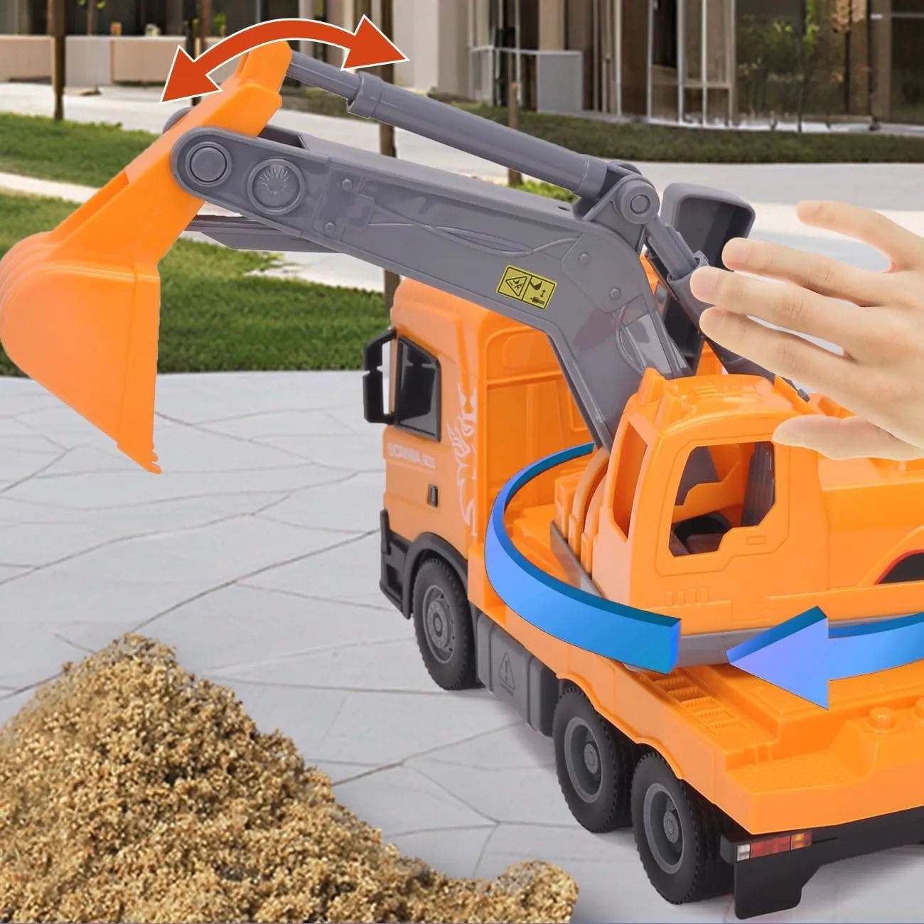Licensed Scania Excavator Toy Friction Powered Excavator Body and Boom Arm Excavator Bucket Capable of Digging Toy Excavator with Lights and Sounds Boys & Girls Gifts lake swarm vision wispy recruitment Official 