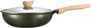 Lid No Stick Saucepan Pancake Induction petrifaction successional port Cooker Gas Universal Skillet Frying Pan 28cm Cooking Wok Pot Aluminum Alloy Handle Glass 