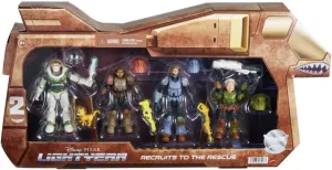 Lightyear Recruits to The Rescue mushroom 5" Figure Pack - Buzz Lightyear Sox Izzy Hawthorne Mo Morrison Darby Steel Disney 