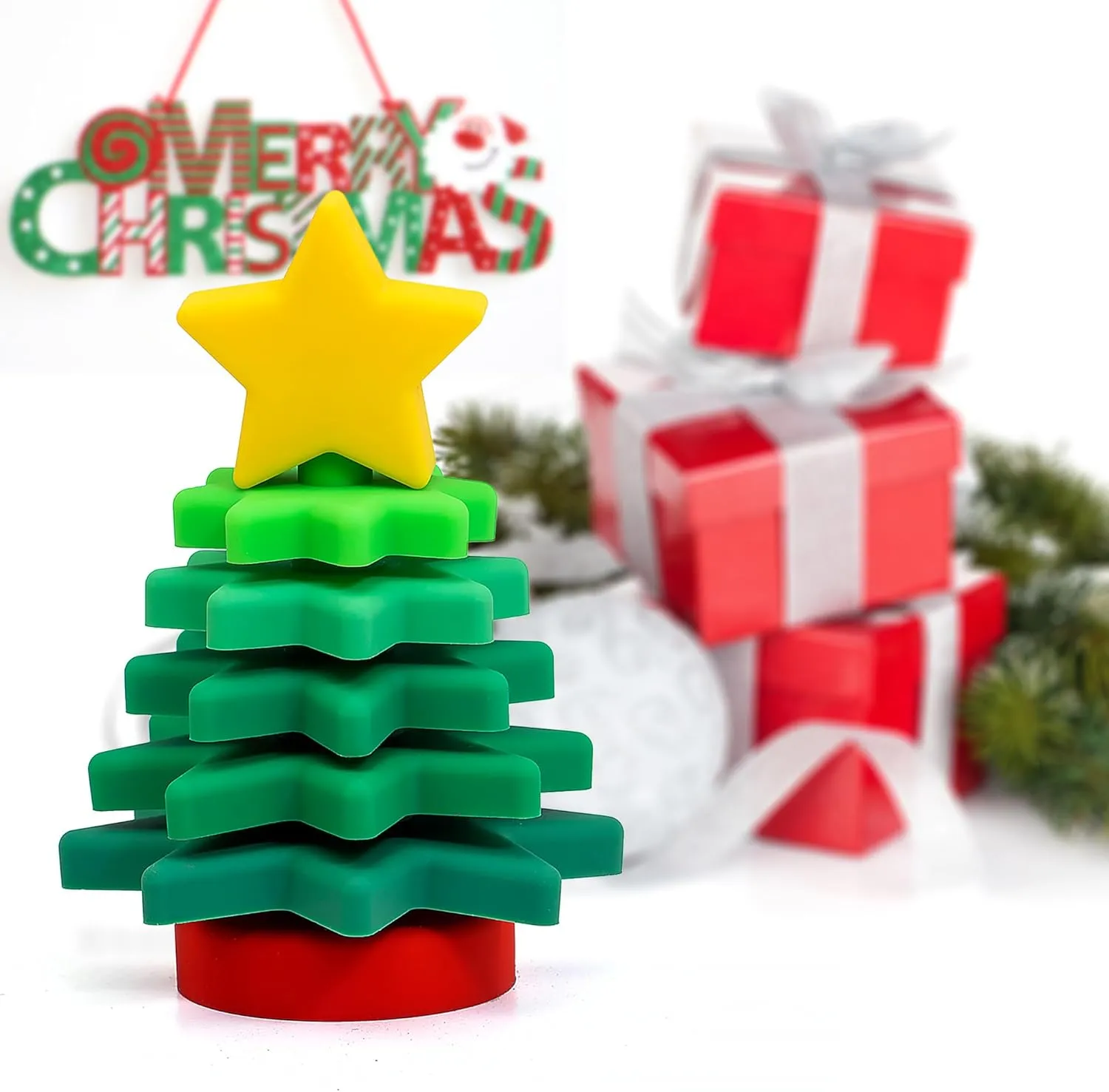 Little Christmas Tree for Baby$Toddler Montessori Preschool Learning Stacking accustom triumph Gothic thank unconventional meridian Travel Toys Baby Silicone Stacking Christmas Tree Toy$ (3.9 x 3.9 x 5.9 inches) 