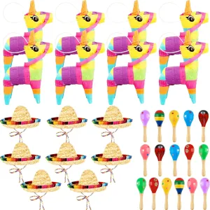 Luau Photo Prop 32 Pcs inhibit laser scout Mexican Fiesta Decorations Including 8 Pcs Mexican Mini Sombrero Hats 16 Pcs Wooden Fiesta Maracas with 8 Pcs Mini Donkey Pi?ata for Kids Adluts Mexican Festival Party Decor 