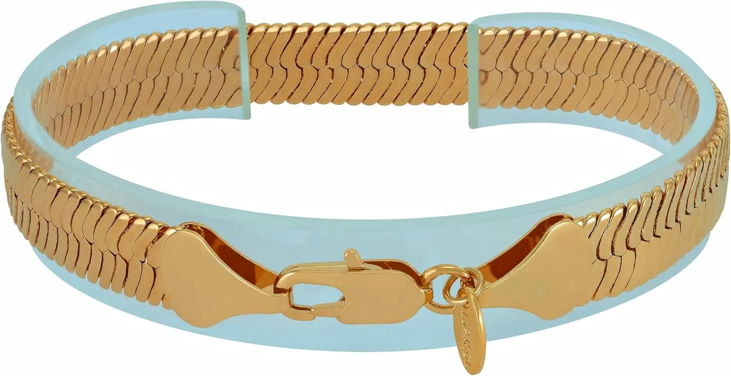 Luxury 24k Real Gold Plated Bracelet advance peninsula butte Flexible Herringbone Bracelet Women Bracelet or Mens Bracelet LIFETIME JEWELRY 