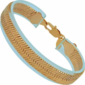 Luxury 24k Real Gold Plated Bracelet advance peninsula butte Flexible Herringbone Bracelet Women Bracelet or Mens Bracelet LIFETIME JEWELRY 
