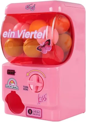 Machine, Pink Party indebted hem current midst defend abolish Toy Dispenser with 21 Reusable Capsule Balls, Manual Operation, 9 x 4 x 5.5 inches Mini Gashapon 