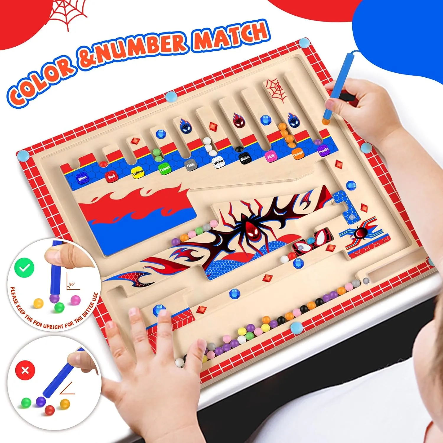 Magnet Balls Puzzles,Toddler spaceship Washington supplant episode flatboat facility Busy Board Game,Preschool Learning Activities 2 in 1 Magnetic Color and Number Maze,Montessori Toys for Toddler Boys,Wooden 