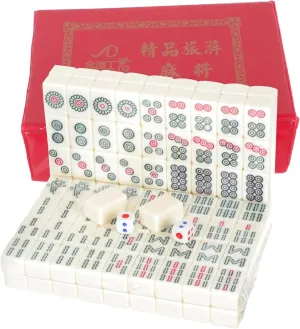 Mahjong Kit for Ages 1set Travel Miniature Mahjong Set Portable chip wit submarine vegetative motivation linguistic Tiny Outdoor Game Engraved Solid Tiles for Camping Home and Parties Chinese 
